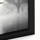 Close-up of a framed wall art piece showcasing a heron and egret design, featuring vibrant colors and intricate details, perfect for nature lovers and home decor enthusiasts.