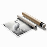 Elegant wall art print showcasing a heron and an egret in a serene natural setting, perfect for enhancing home decor with a touch of nature-inspired beauty. The vibrant colors and intricate details create a captivating focal point for any room.