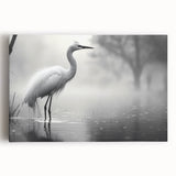 Stretched canvas wall art featuring a serene heron and egret design, showcasing soft pastel colors against a natural background, perfect for home decor.