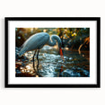 Framed wall art featuring a serene heron and egret design, set against a black mat, perfect for enhancing home decor with a touch of nature.