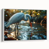 Framed wall art collection showcasing a serene heron and egret design on white canvas. Perfect for nature enthusiasts, enhancing home decor with elegant bird imagery.