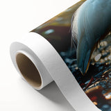 Elegant wall art depicting a serene scene with a heron and egret, showcasing vibrant colors and intricate details on rolled canvas, perfect for home decor.