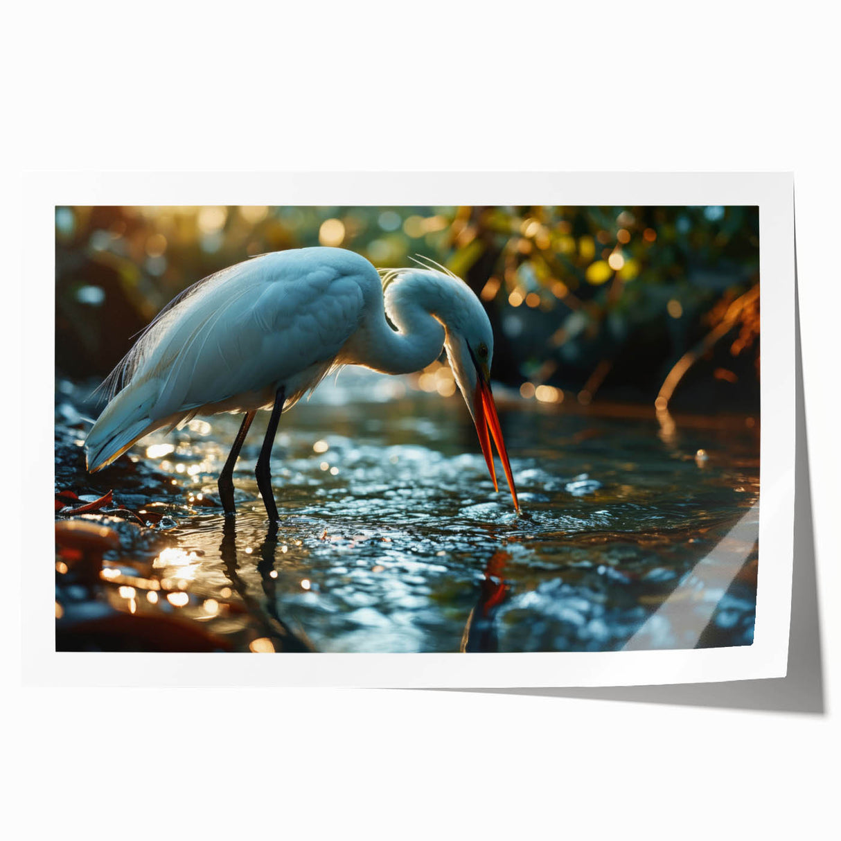 Elegant wall art print featuring a serene heron and egret design, showcasing detailed bird illustrations in soft pastel colors, perfect for home decor.