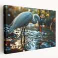 Stretched canvas wall art featuring a serene heron and egret design in soft hues, perfect for enhancing home decor and evoking a tranquil atmosphere.
