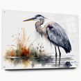 Elegant wall art collection featuring a side view of a heron and egret design, crafted from acrylic glass with a modern aesthetic, highlighting vibrant colors and intricate details. Ideal for bird lovers and contemporary decor enthusiasts, showcasing a blend of nature and artistry.