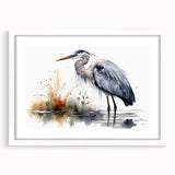 Elegant wall art featuring heron and egret designs in a white frame with a mat, perfect for enhancing home decor with a nature-inspired touch.