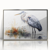 Framed wall art collection featuring elegant heron and egret designs in a silver-acrylic finish, showcasing intricate details and vibrant colors for a sophisticated accent piece. Ideal for nature-inspired decor in homes or offices.
