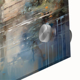 Close-up of a stunning acrylic glass wall art piece showcasing a heron and egret design, featuring vibrant colors and intricate details, perfect for nature lovers.