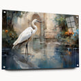 Side view of a 20-piece wall art collection showcasing heron and egret designs, featuring vibrant colors on acrylic glass with pins for easy hanging.