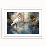 Framed wall art collection featuring elegant heron and egret designs on a white mat, perfect for enhancing modern home decor with a touch of nature.
