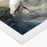 Heron and egret wall art design on rolled canvas, showcasing intricate bird illustrations in vibrant colors, perfect for enhancing any nature-themed decor.
