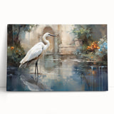 Elegant wall art collection featuring a heron and egret design on stretched canvas, showcasing vibrant colors and intricate details, perfect for nature-inspired decor.