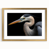 Elegant wall art collection featuring a heron and egret design framed in gold, with a white mat, perfect for enhancing modern home decor and bird lovers' spaces.