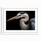 Elegant wall art featuring a framed heron and egret design, surrounded by a white mat, showcasing serene birds in a natural setting, perfect for home decor.