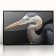 Framed wall art featuring elegant herons and egrets in a serene nature design, displayed in a sleek black frame, perfect for enhancing modern interior decor.
