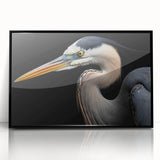Framed wall art featuring elegant herons and egrets in a serene nature design, displayed in a sleek black frame, perfect for enhancing modern interior decor.