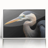 Framed wall art featuring a heron and egret design, showcasing vibrant colors and intricate details, perfect for enhancing home décor with a nature-inspired theme.
