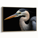Framed wall art featuring a stunning heron and egret design on a textured canvas, with a luxurious gold frame, ideal for enhancing home décor.