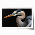Elegant wall art print featuring a heron and egret design, showcasing intricate details and soft colors, perfect for enhancing home decor aesthetics.