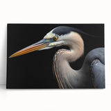 Stretched canvas wall art featuring a serene scene of a heron and egret among lush greenery, ideal for nature lovers and home decor enthusiasts.