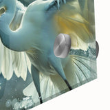 Close-up of a stunning wall art collection featuring a heron and egret design on acrylic glass, showcasing vibrant colors and intricate details ideal for nature lovers.