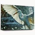 Elegant acrylic wall art showcasing a heron and egret design, side view with mounting pins, perfect for nature-inspired decor in modern interiors.
