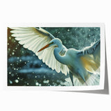 Elegant wall art print featuring herons and egrets in soft pastel colors, showcasing a serene nature scene, ideal for home decor enthusiasts and bird lovers.