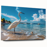 Elegant wall art collection featuring a side view of a heron and egret design, printed on acrylic glass, showcasing vibrant colors and intricate details, perfect for nature lovers and home decor enthusiasts.