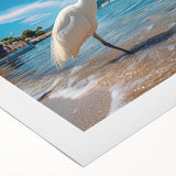 Elegant rolled canvas wall art showcasing a serene heron and egret design, perfect for home decor, featuring vibrant colors and intricate details, ideal for nature lovers.