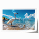 Elegant wall art featuring a heron and egret design, showcasing vibrant colors and intricate details, ideal for enhancing home decor and nature-inspired themes.