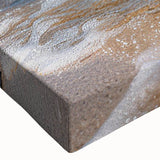 Close-up of a vibrant stretched canvas wall art featuring a detailed heron and egret design, showcasing intricate textures and colors that enhance any decor.