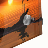 Close-up of a stunning acrylic glass wall art piece showcasing a heron and egret design, featuring vibrant colors and intricate details, perfect for bird lovers' decor.