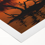 Elegant rolled canvas artwork showcasing a heron and egret design, featuring vibrant colors and intricate details, perfect for enhancing home decor with nature-inspired aesthetics.