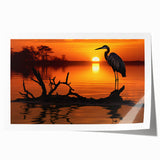 Heron and egret wall art design showcasing elegant birds in serene nature, printed on high-quality paper, ideal for home decor or art collection.
