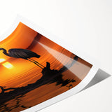 Elegant wall art print featuring a heron and egret design in soft pastel colors, rolled for shipping in a protective cardboard tube, perfect for home decor.