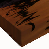 Close-up of a stretched canvas print showcasing a vibrant heron and egret design, featuring intricate details and rich colors, perfect for enhancing home decor.