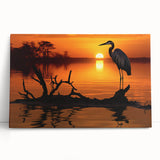 Stretched canvas wall art featuring elegant heron and egret designs in soft blues and greens, perfect for enhancing home decor with a nature-inspired theme.
