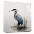 Elegant wall art showcasing a side view of herons and egrets in a dynamic design, printed on acrylic glass, perfect for nature-inspired decor.