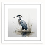 Elegant wall art featuring a framed heron and egret design in a white mat, showcasing beautiful bird illustrations perfect for enhancing home decor.