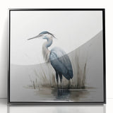 Framed wall art featuring a heron and egret design, showcasing intricate details and vibrant colors, perfect for adding elegance to home decor.