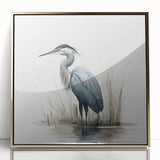 Framed wall art featuring a striking heron and egret design in acrylic with a gold frame, perfect for adding elegance to any home decor. This vibrant piece captures the beauty of nature, showcasing detailed bird illustrations against a soft background, ideal for living rooms or offices.