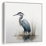 Framed canvas wall art featuring a serene heron and egret design, showcasing elegant white birds in a natural setting, perfect for enhancing home decor.