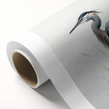 Elegant rolled canvas artwork showcasing a serene heron and egret design, featuring vibrant colors and intricate details, ideal for home decor enthusiasts seeking nature-inspired wall art.