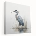 Elegant wall art featuring a serene heron and egret design on stretched canvas, showcasing vibrant colors and intricate details, perfect for enhancing home decor.