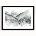 Framed wall art showcasing a serene heron and egret design, featuring a stylish black frame and mat, perfect for enhancing home decor with nature-inspired elegance.