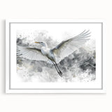 Framed wall art featuring a heron and egret design, showcasing intricate bird illustrations in soft colors, ideal for nature-themed decor.