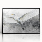 Framed wall art collection showcasing elegant heron and egret designs in vibrant colors, featuring a sleek black frame, ideal for enhancing home decor with nature-inspired elegance.