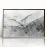 Framed wall art collection featuring elegant heron and egret designs in a gold-accented frame, showcasing detailed illustrations against a soft background.