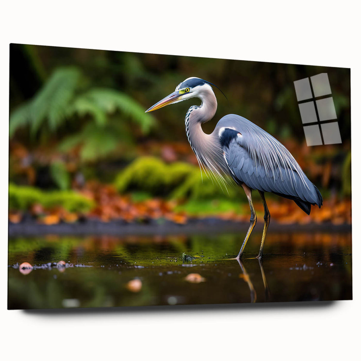 Elegant wall art collection showcasing a side view of heron and egret designs on acrylic glass, featuring vibrant colors and intricate details, perfect for modern decor.