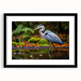 Framed wall art collection featuring elegant heron and egret designs in a black frame with matting, ideal for bird lovers and home decor enthusiasts.